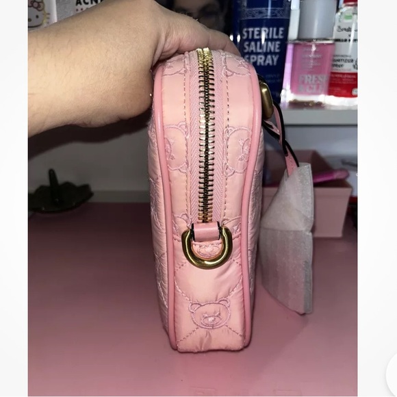AW19 Moschino Couture J. Scott Pink Quilted Teddy Bear Rectangular Shoulder Bag - Picture 2 of 8